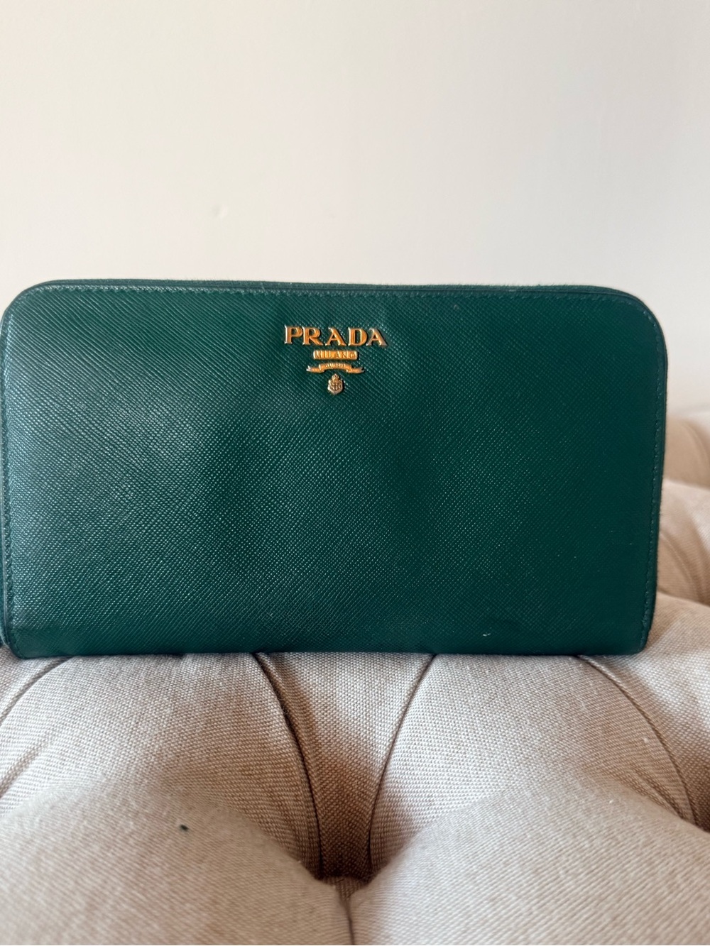 Authentic PRADA Saffiano Leather Zip-Around Continental Long Wallet